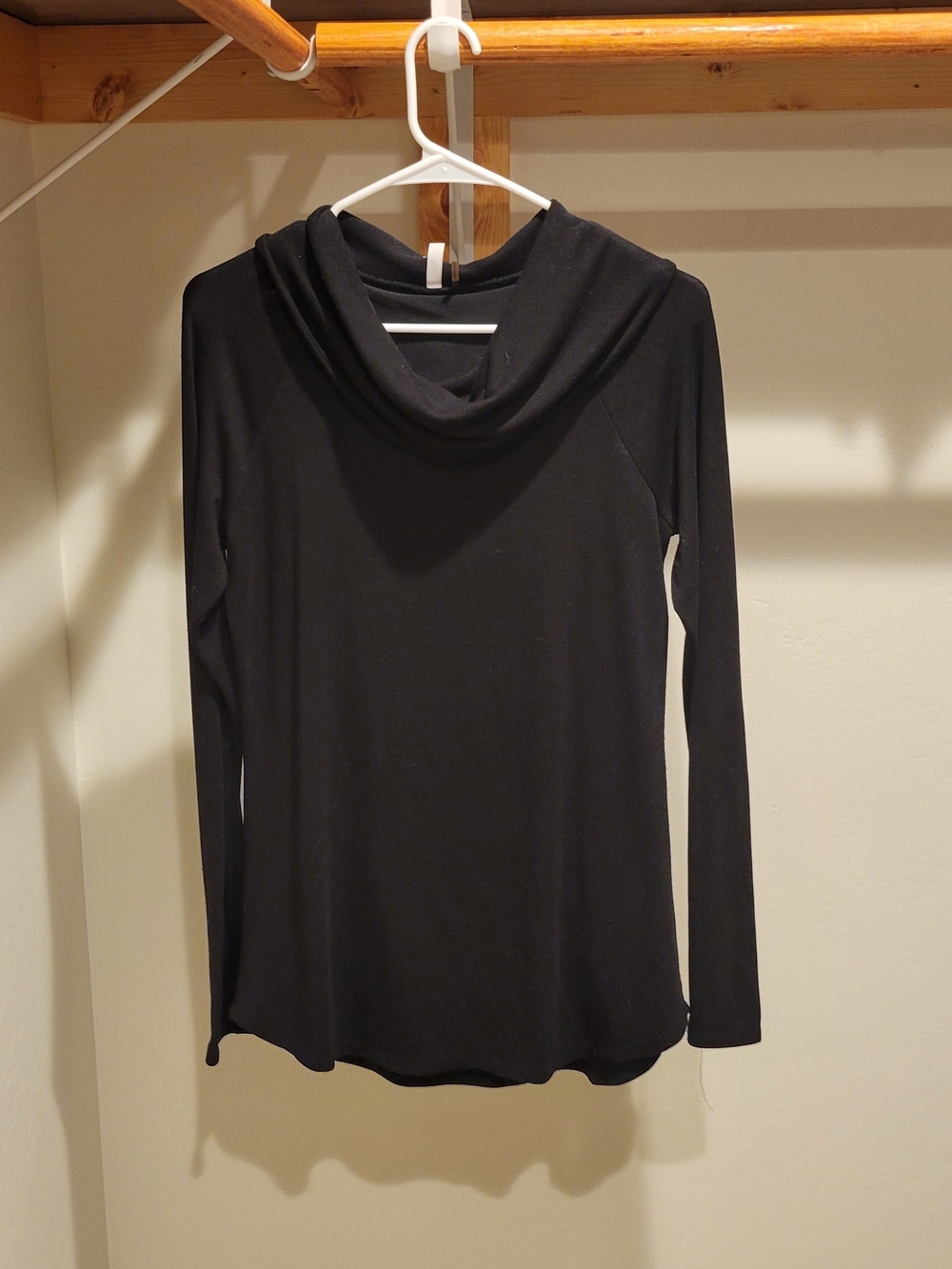 Black Long-Sleeve Cowl Neck Women's Top